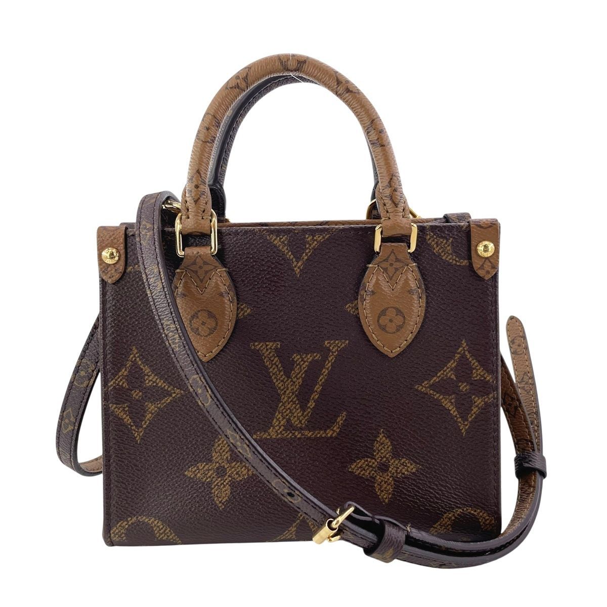 LOUIS VUITTON ルイ ヴィトン オンザゴーBB M46839 モノグラム - モノグラム･リバース キャンバス ブラウン 2WAY レディース ショルダーバッグ 25022201 RD
