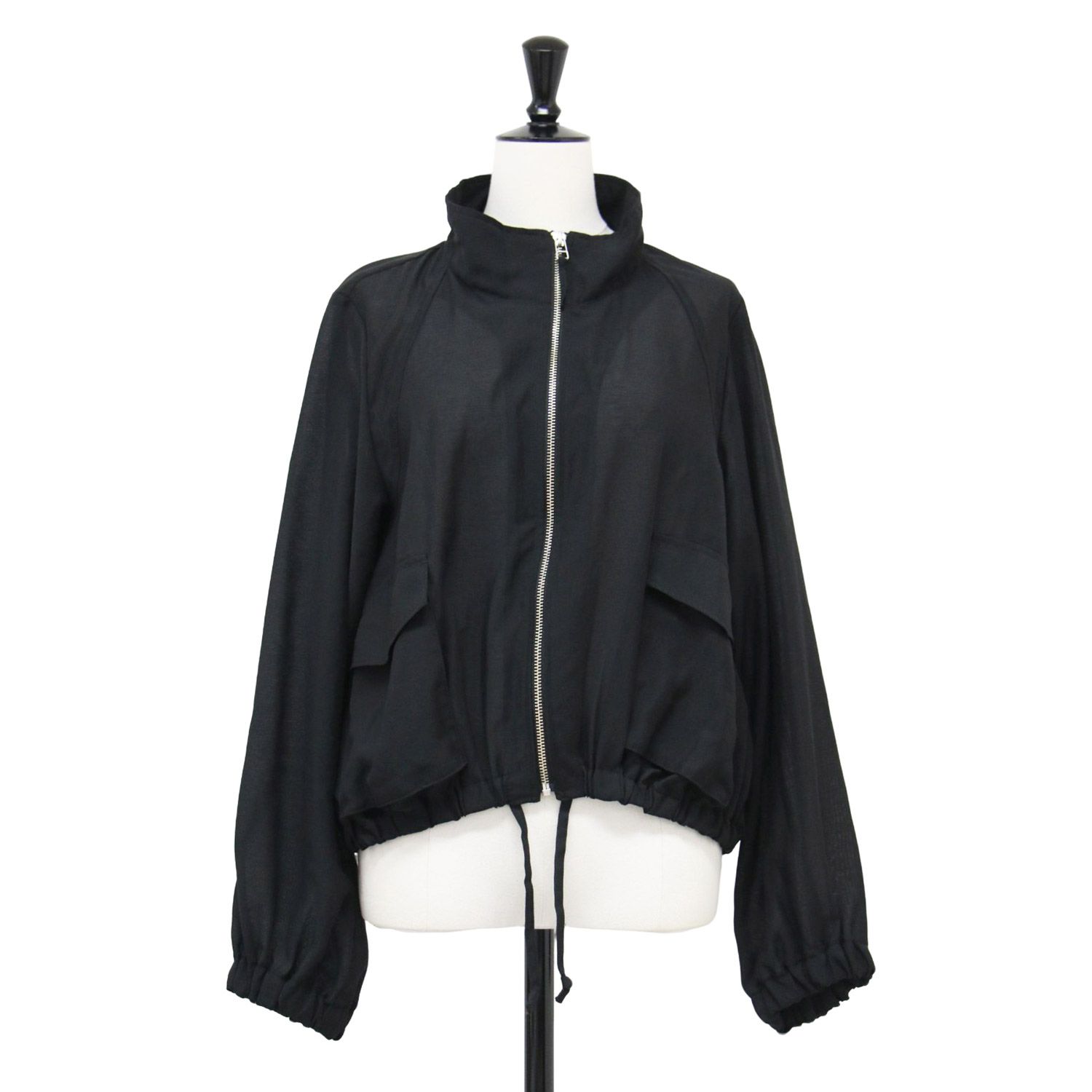 STUDIOUS ステュディオス ブルゾン ブラック 黒 サイズ | 25春夏 シアー ジップ ブルゾン | SHEER ZIP BLOUSON | 長袖 ハイネック ギャザー ワイド | 日本製 | アウター ジャケット 上着 レディース