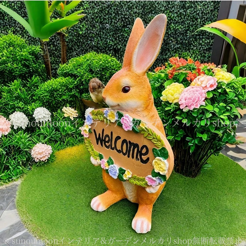  インテリア ウサギ たち耳 ガーデン ガーデンインテリア うさぎ ウェルカムサイン おしゃれ 庭の装飾 ラビット ガーデン雑貨 グレー ガーデンオブジェ オレンジ 4-7 お洒落 庭 樹脂 雑貨 ガーデニング オーナメント オブジェ 園芸用品
