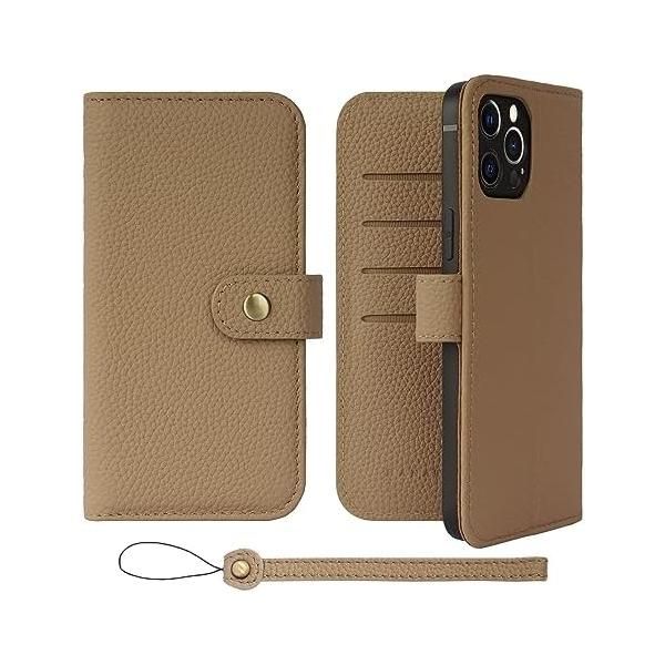 HANATORA] iPhone12ProMax ケース 手帳型 本革 シュリンクカーフ
