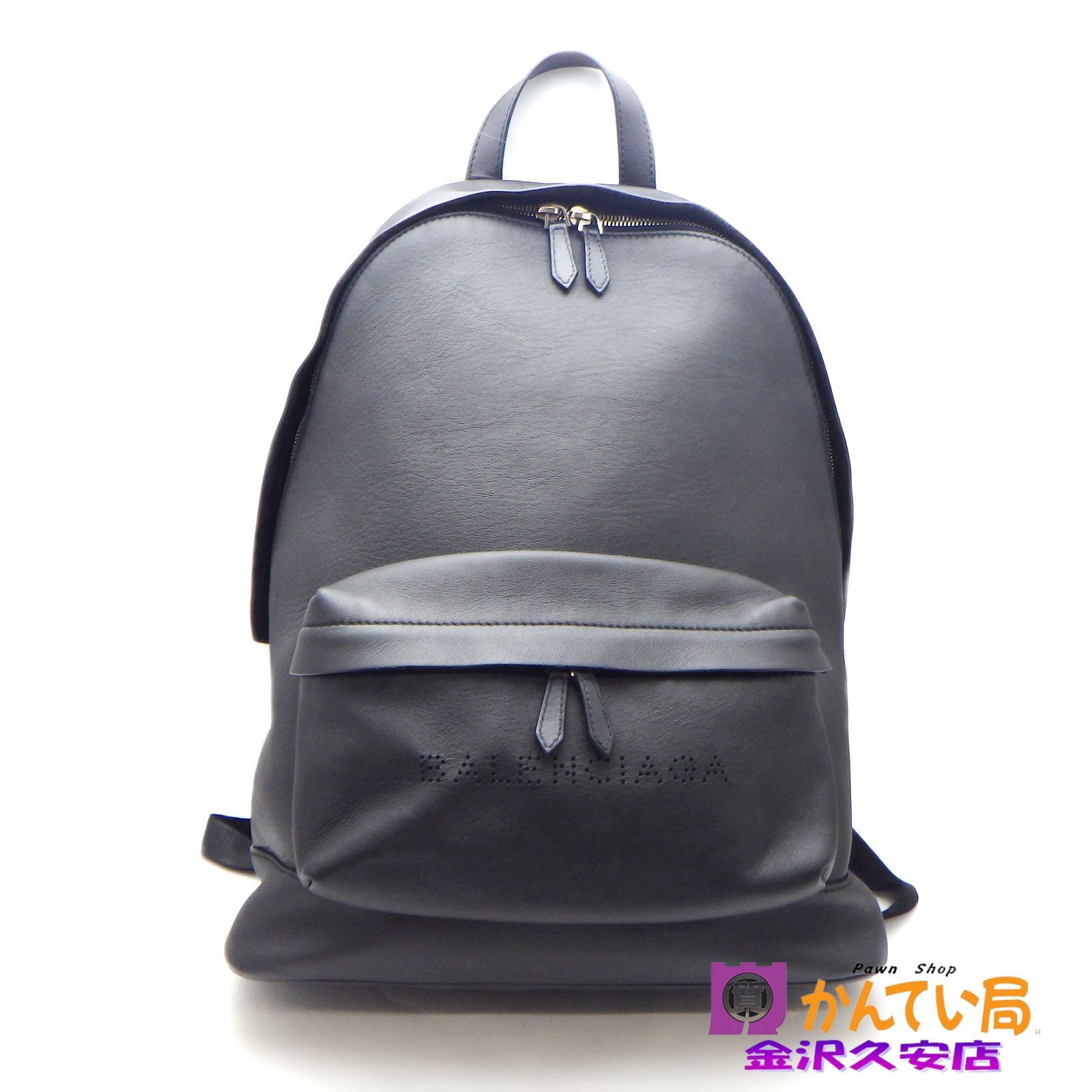 バレンシアガ リュック バックパック パンチングロゴ ブラック レザー