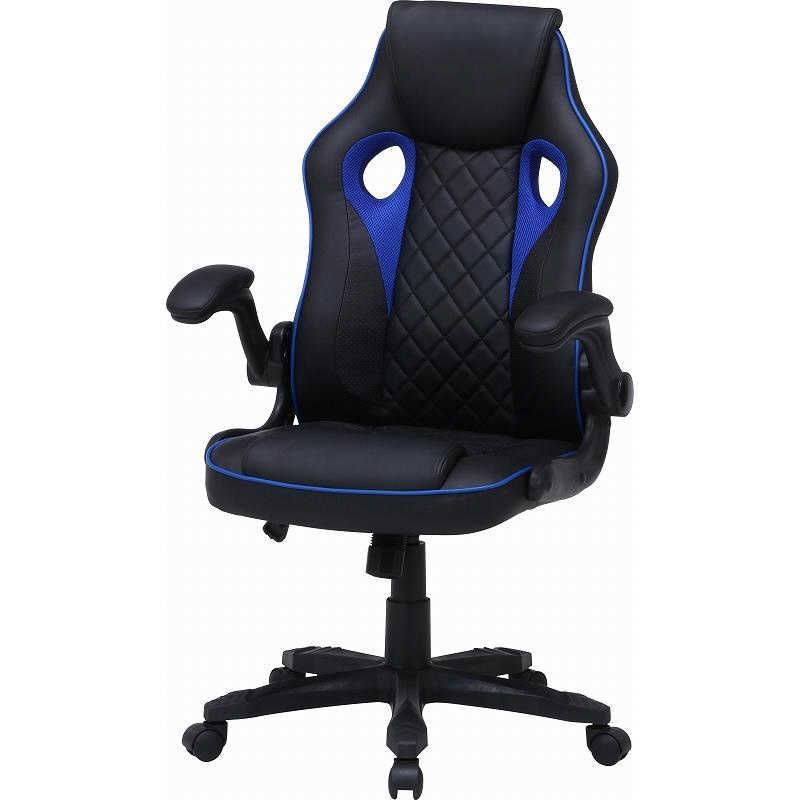 【新品 未使用 未開梱】不二貿易　ゲーミングチェア [W655xD630xH1030~1110mm] シグナル ブラック/ブルー　15508