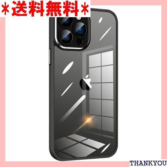 Donocao iPhone15proケース アイフォン15プロケース シリコン 薄型 透明アクリル背面プレート フィット 滑り止め カバー付き 全面保護指紋防止 薄い 衝撃吸収 可愛い 黒 ブラック 357