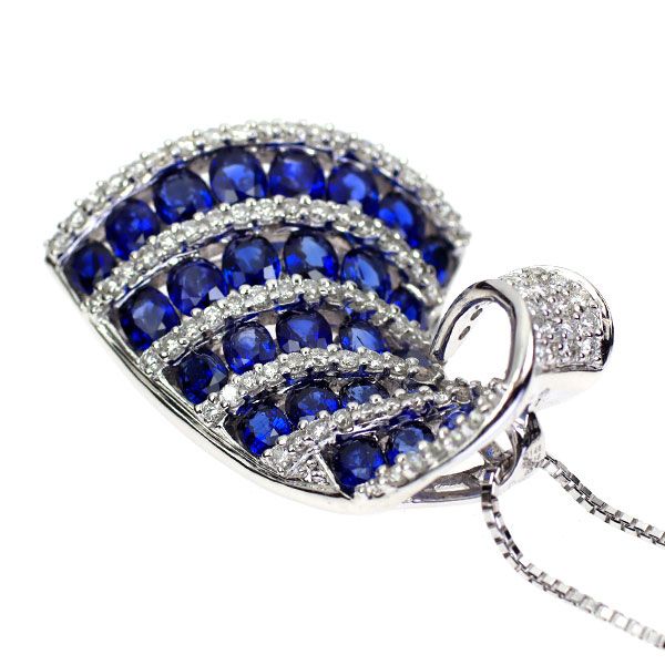 【専用商品】K18 WG サファイア、ダイヤモンドネックレストップ サファイア ダイヤモンドネックレス SA 0.97ct D 1.18ct 45cm