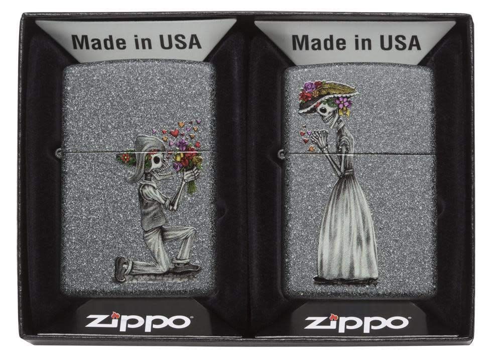 ZIPPO ジッポ オイルライター USモデル ペアジッポ スカル 花束プロポーズ 28987