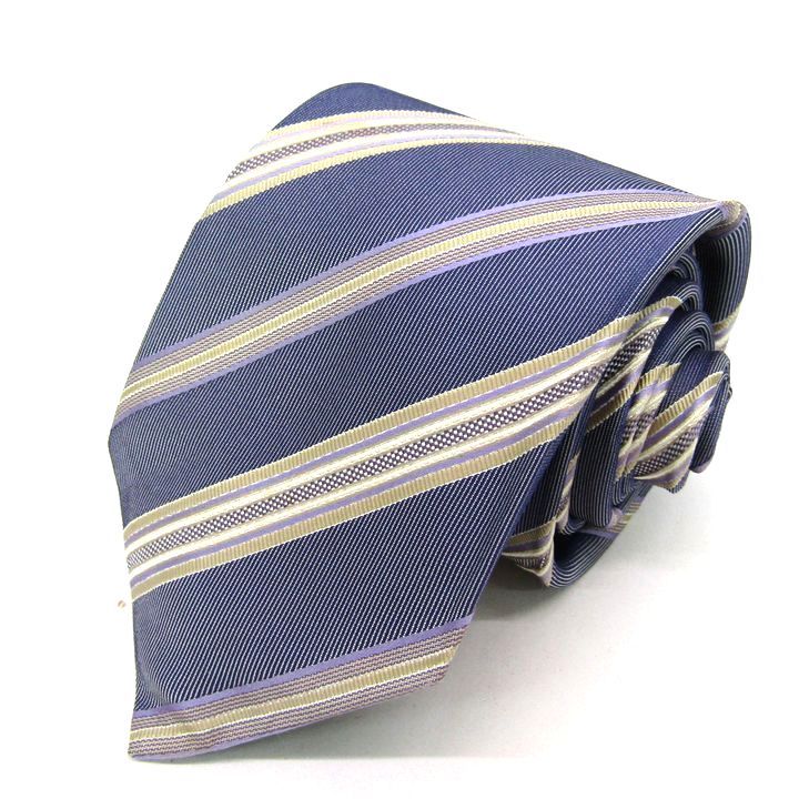 ヒューゴボス ブランドネクタイ ストライプ柄 シルク イタリア製 メンズ パープル HUGO BOSS 【中古】