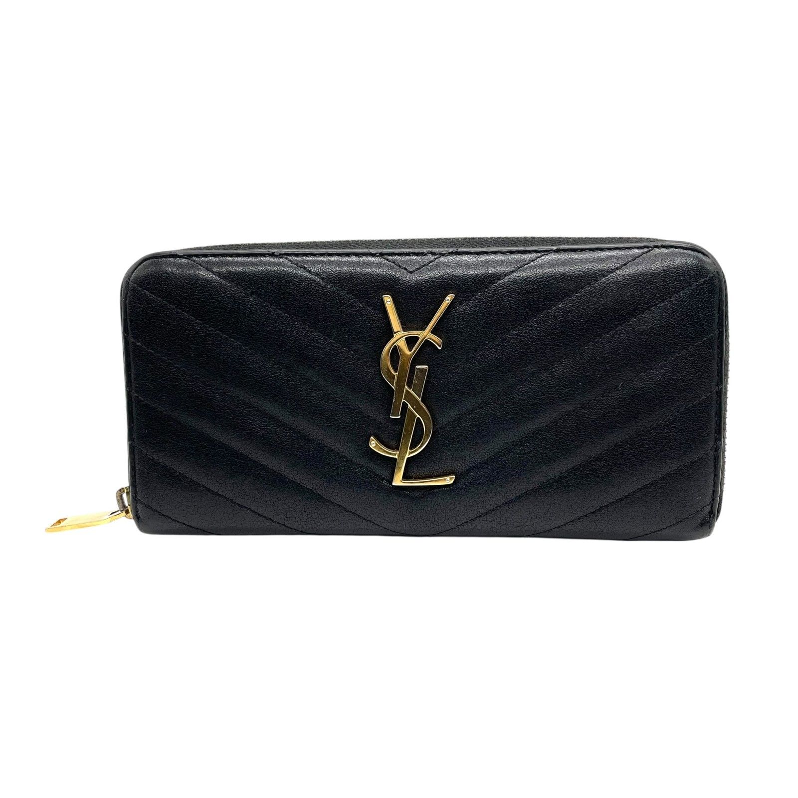 美品 SAINT LAURENT PARIS サンローラン パリ モノグラム Vステッチ  