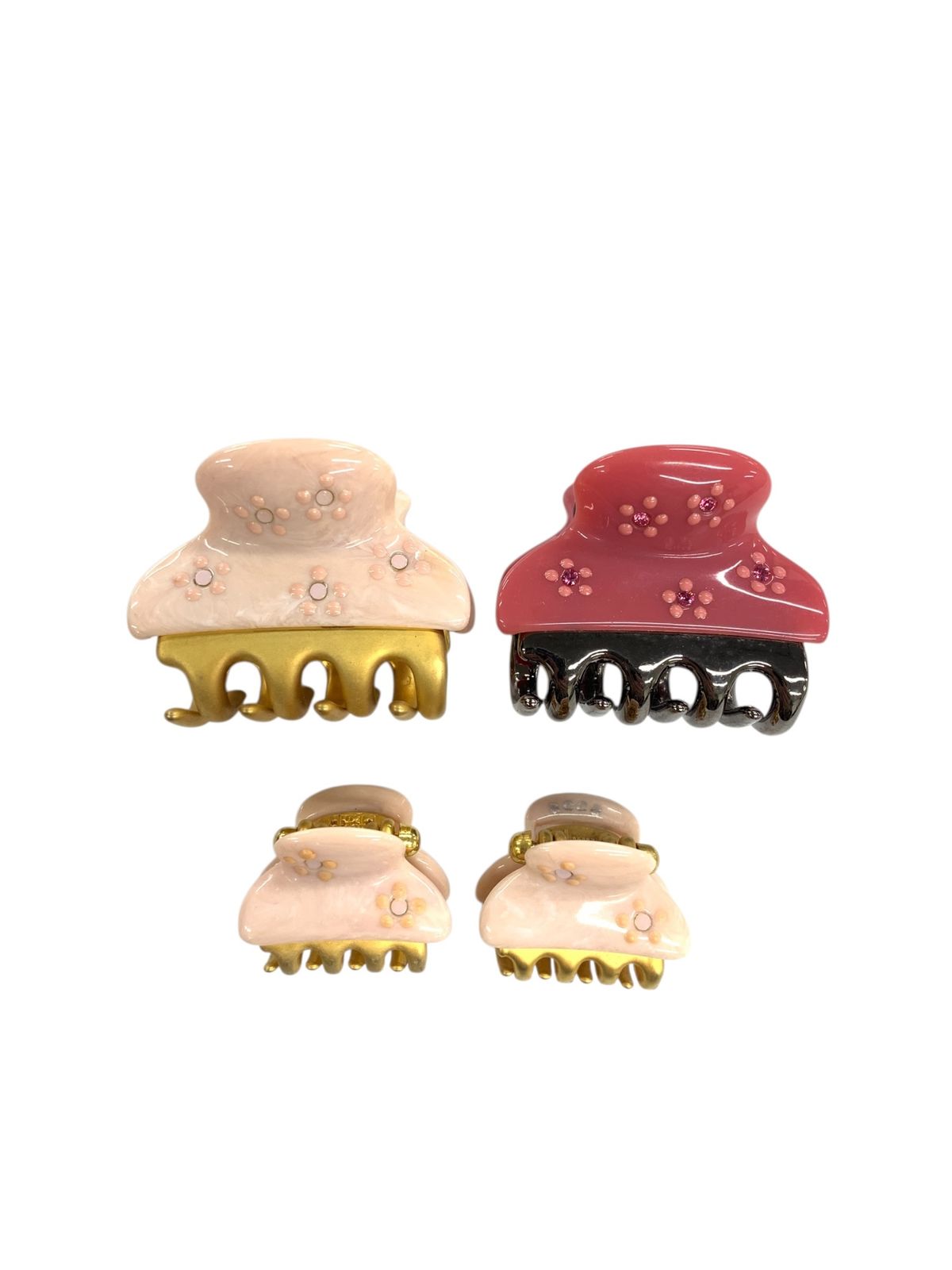 アッカ ヘアクリップ ピンク 小花柄 マーブル 4点セット ITNS9QBMHYGZ