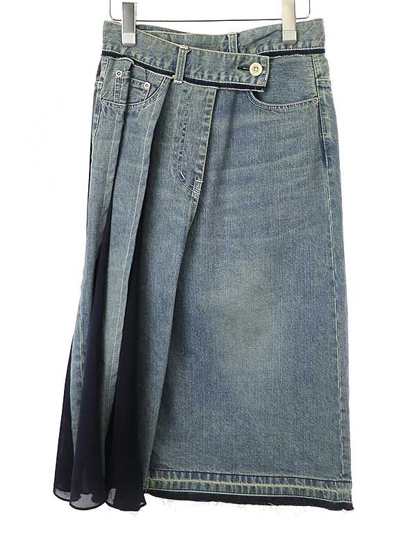 sacai サカイ 21SS 切替 デニムラップスカート インディゴ 0 21