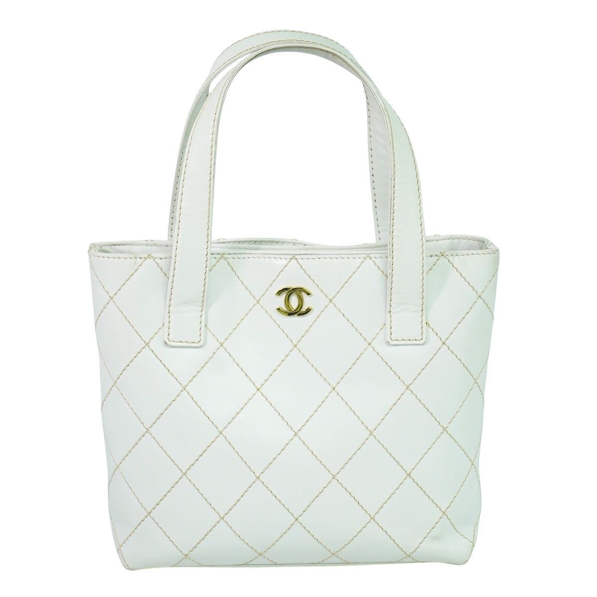 シャネル レザー ワイルド ステッチ ココマーク 2way バッグ 白 CHANEL シャネル ワイルドステッチ ココマーク ショルダーバッグ