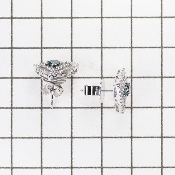 K18WG D0.06ctブルーダイヤ（トリート）フックピアス 約2.5cm