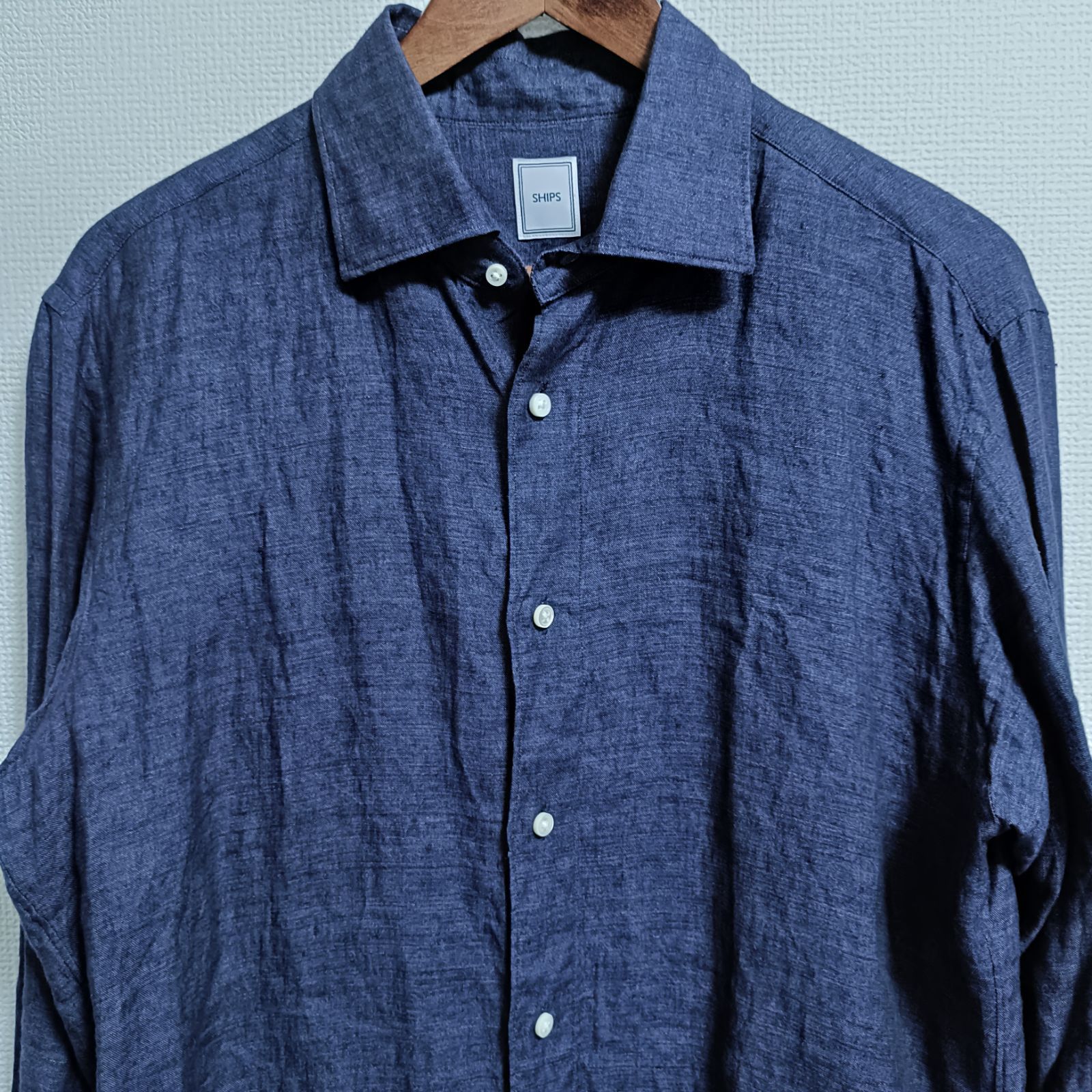 SHIPSシップスTESSITURAMONTI長袖シャツ レギュラーカラーリネン SHIPS シップス テッシトゥーラモンティ リネン レギュラーカラー長袖
