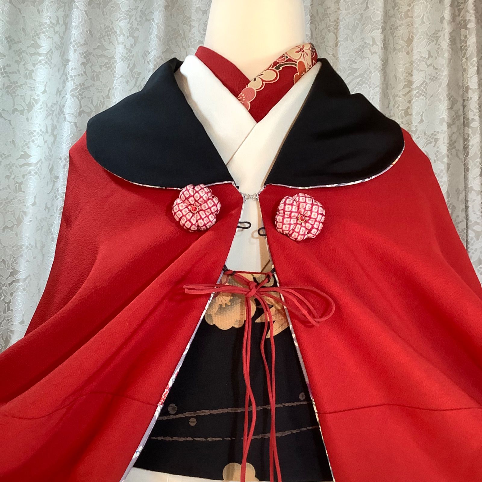 正絹 和洋折衷ロングリバーシブル紅型モモンガコート フリー 