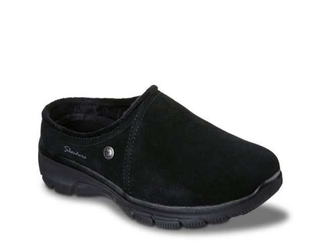 送料無料 スケッチャーズ レディース サンダル シューズ Relaxed Fit Easy Going Lovely Latte Clog Black Suede