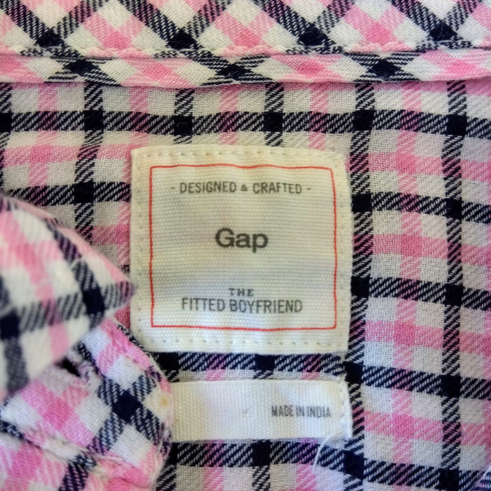 Gap ギャップ チェック柄シャツ Ｌ ピンク×ブラック 綿１００％