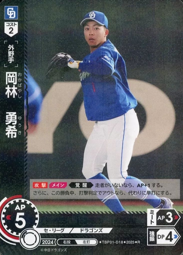中古】プロ野球カードゲーム DREAM ORDER TBP01-D18[R]：岡林