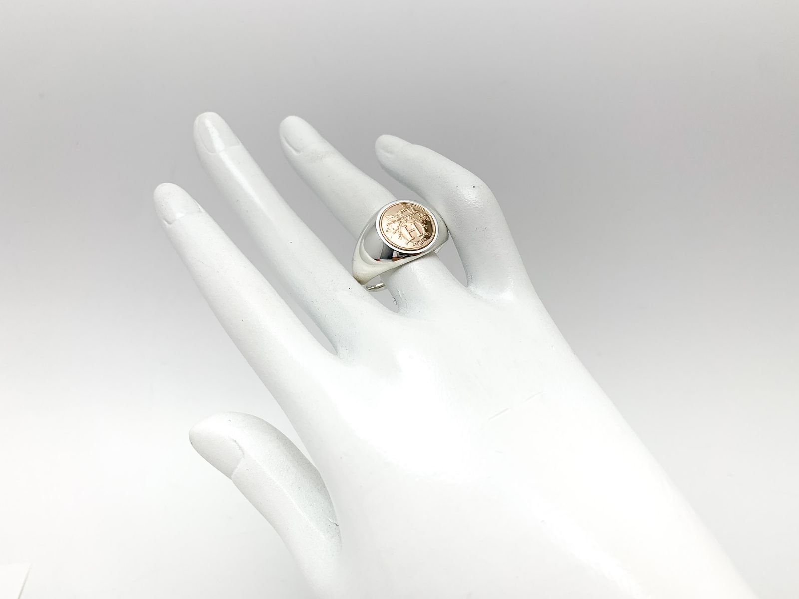 HERMES エクスリプス K18 シルバーリング 25号 HERMES エクスリプス