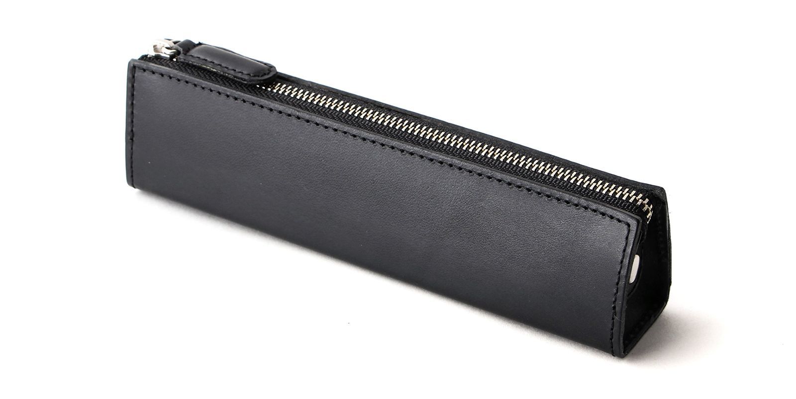 Color ブラック SLIP-ON ペンケース 革 筆箱 学生 社会人 メンズ レディース スリップオン BT ファスナーペンケースM 三角立ち ブラック