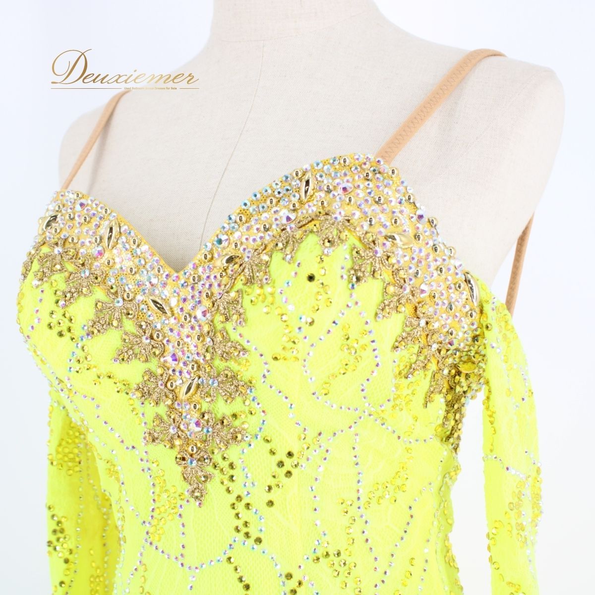 美品 社交ダンス衣装】イエロー 白樺ドレス ラテン ドレス 美品 社交ダンス衣装】イエロー 白樺ドレス ラテン ドレス