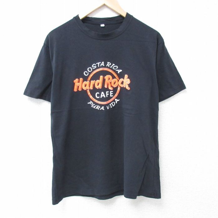 XL/古着 半袖 Tシャツ メンズ ハードロック クルーネック 黒 ブラック 24jun12 中古
