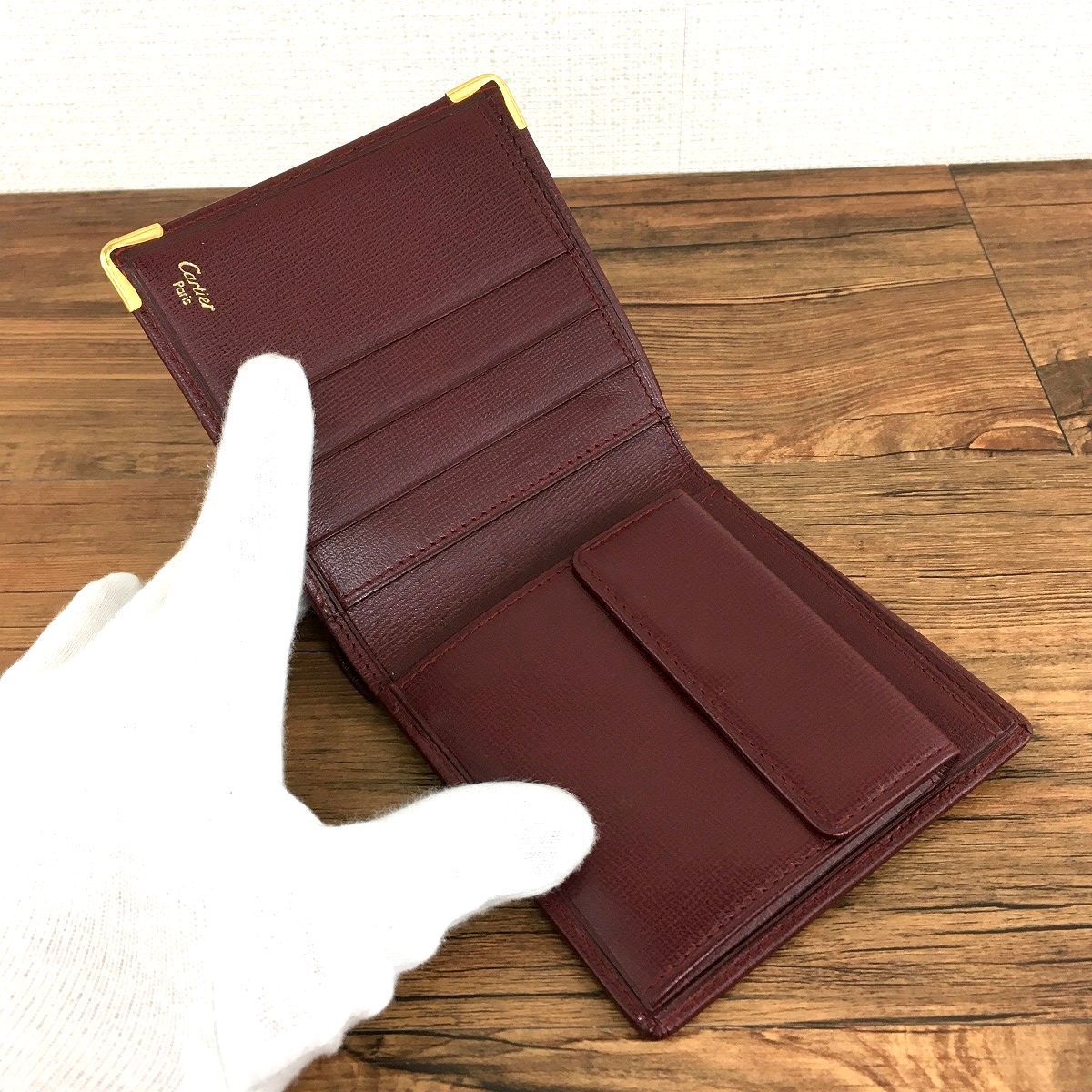 極美品 Cartier 二つ折り財布 L3000165 ボルドー 269 | angeloawards.com