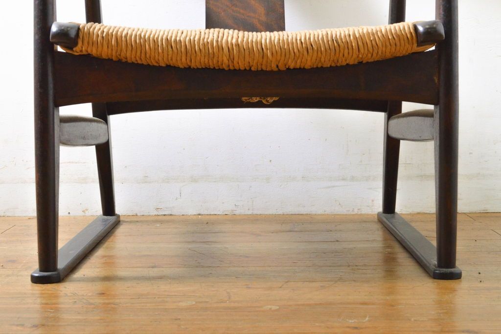 user_ec72aaac 松本民芸家具 ラッシチェア 77型曲肘 中古品 松本民芸家具 #77型曲肘ラッシチェア Rush-seated Chair No.77