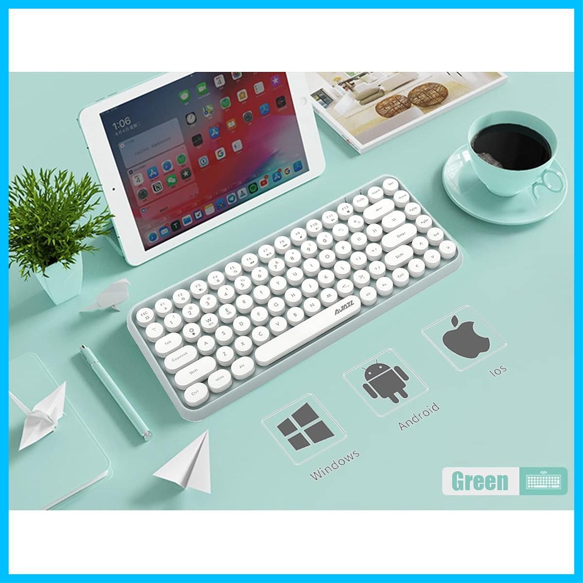 Ajazz ブルートゥース タブレット用キーボード かわいい レディースキーボ 特価商品】ブルートゥース タブレット用キーボード レディース