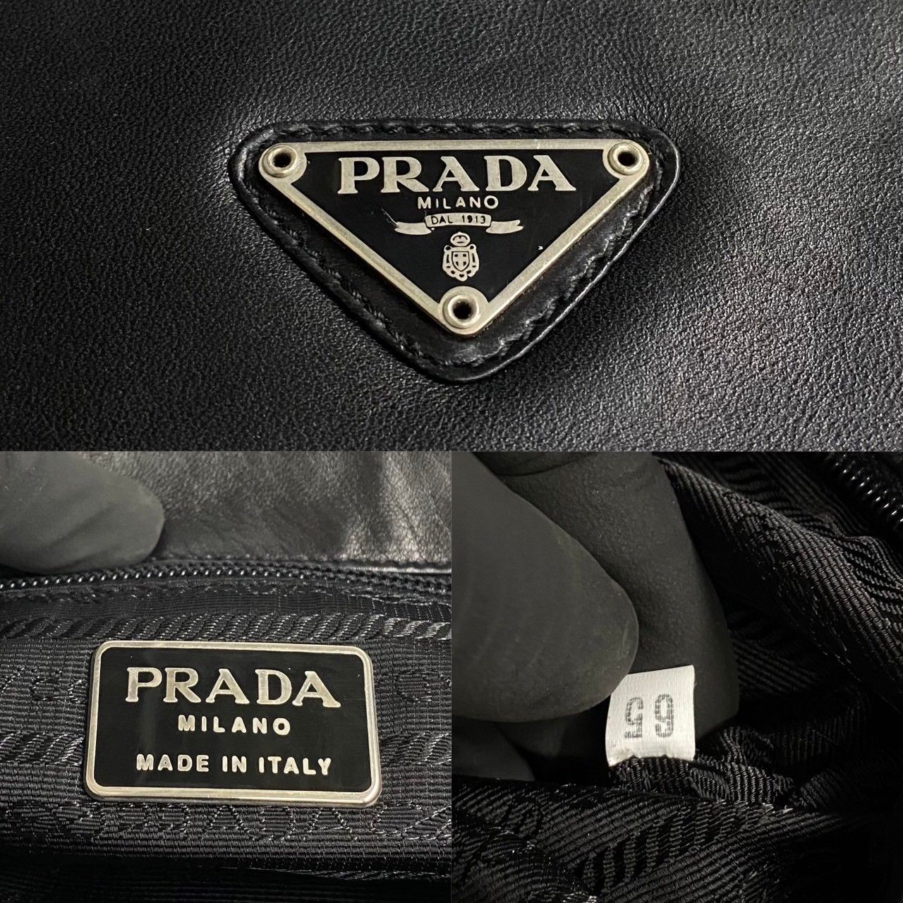 【正規品】プラダ PRADA スエード レザー ハンドバッグ ブラック 三角ロゴ 極 美品 レア品 PRADA プラダ 三角ロゴ 金具 ナッパレザー 本革