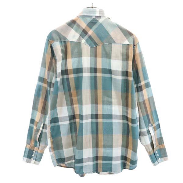 ヴィンテージ 70s チェック柄 長袖 ウエスタンシャツ M グリーン系