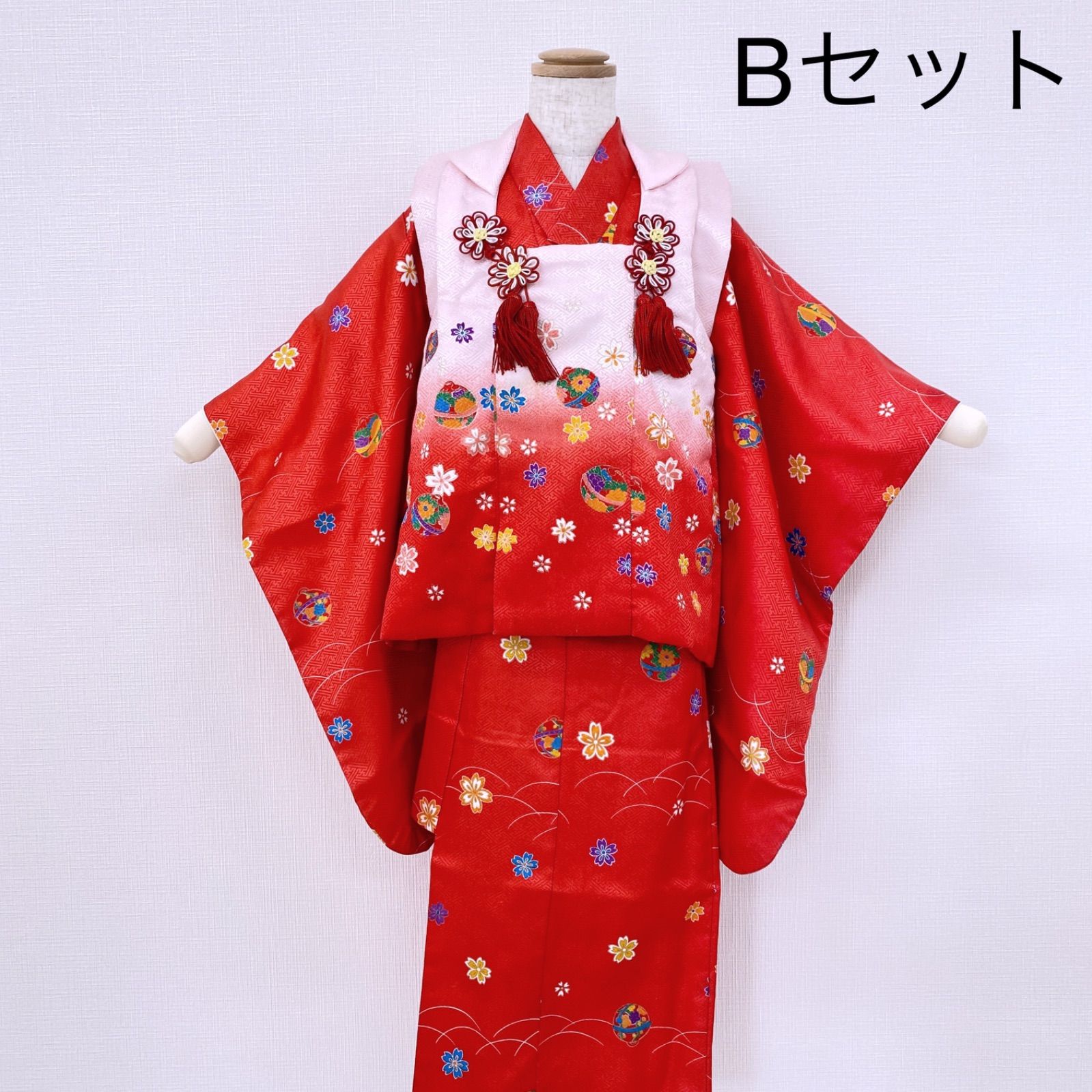 美品　七五三　3歳　被布と着物と襦袢の3セット 七五三 3歳 女の子 着物 被布 被布セット 襦袢 巾着 草履 美品