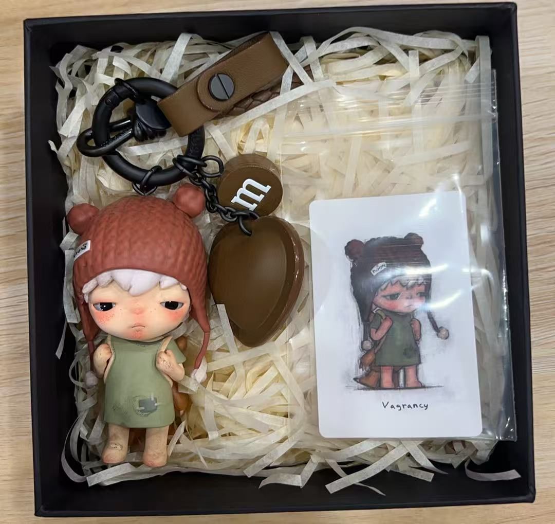 改造ハンドメイド バッグチャーム キーホルダー ブラウン系 一点物