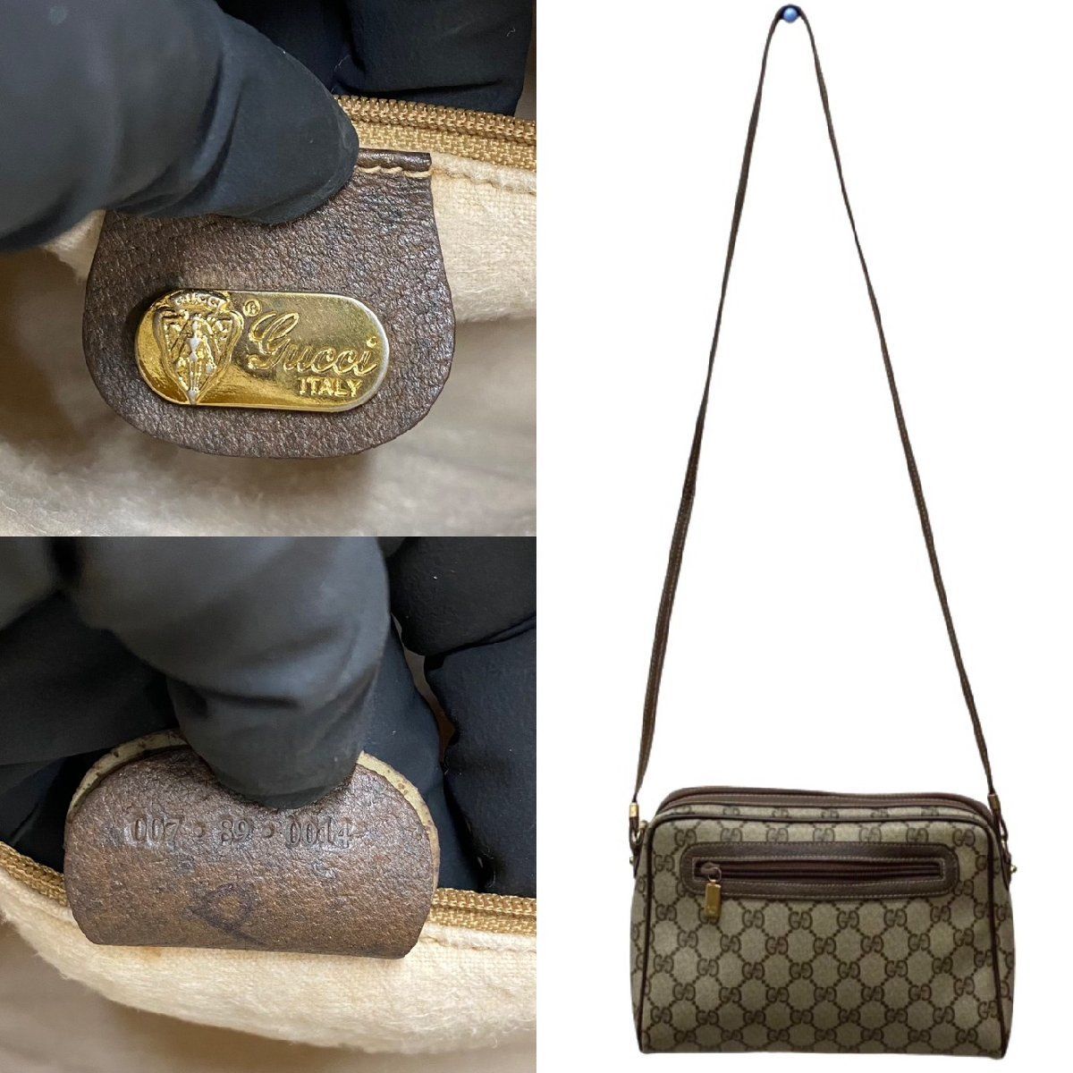 極 美品 GUCCI オールドグッチ ヴィンテージ GG ロゴ 柄 金具 レザー ミニ ショルダーバッグ ポシェット ブラウン 79239-2 -  メルカリ