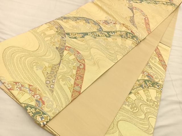 平和屋着物◎六通柄袋帯 礼容 流水御所車文 金銀糸 逸品