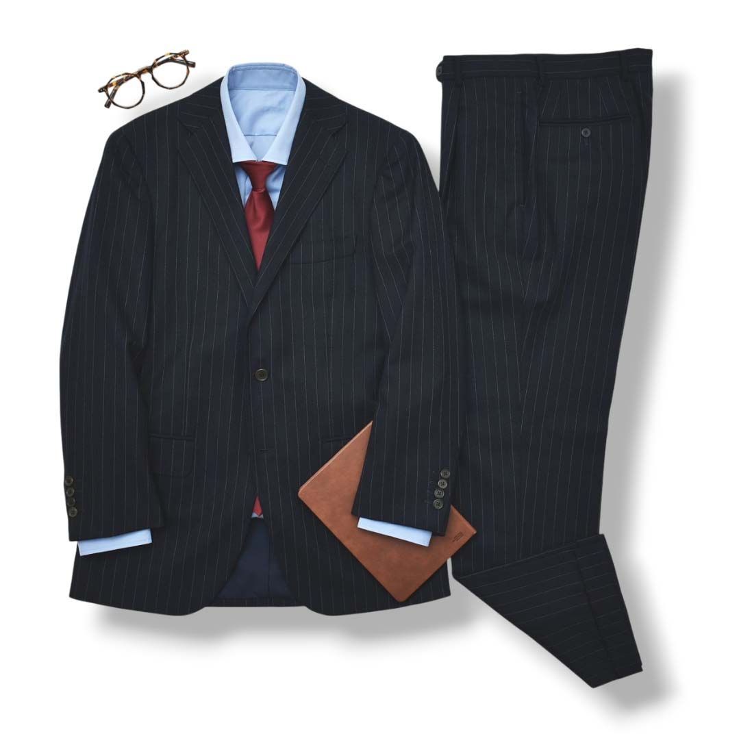 上質】 ビームスエフ BEAMS F ピンストライプ柄 シングル 段返り3B