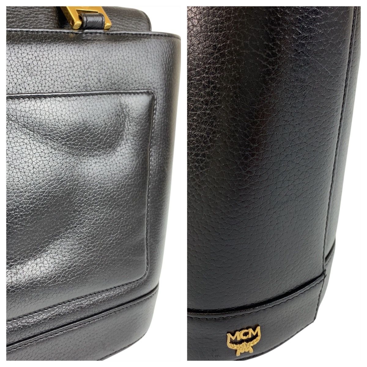 美品 MCM エム シー エム ブラック 黒 ゴールド金具 レザー