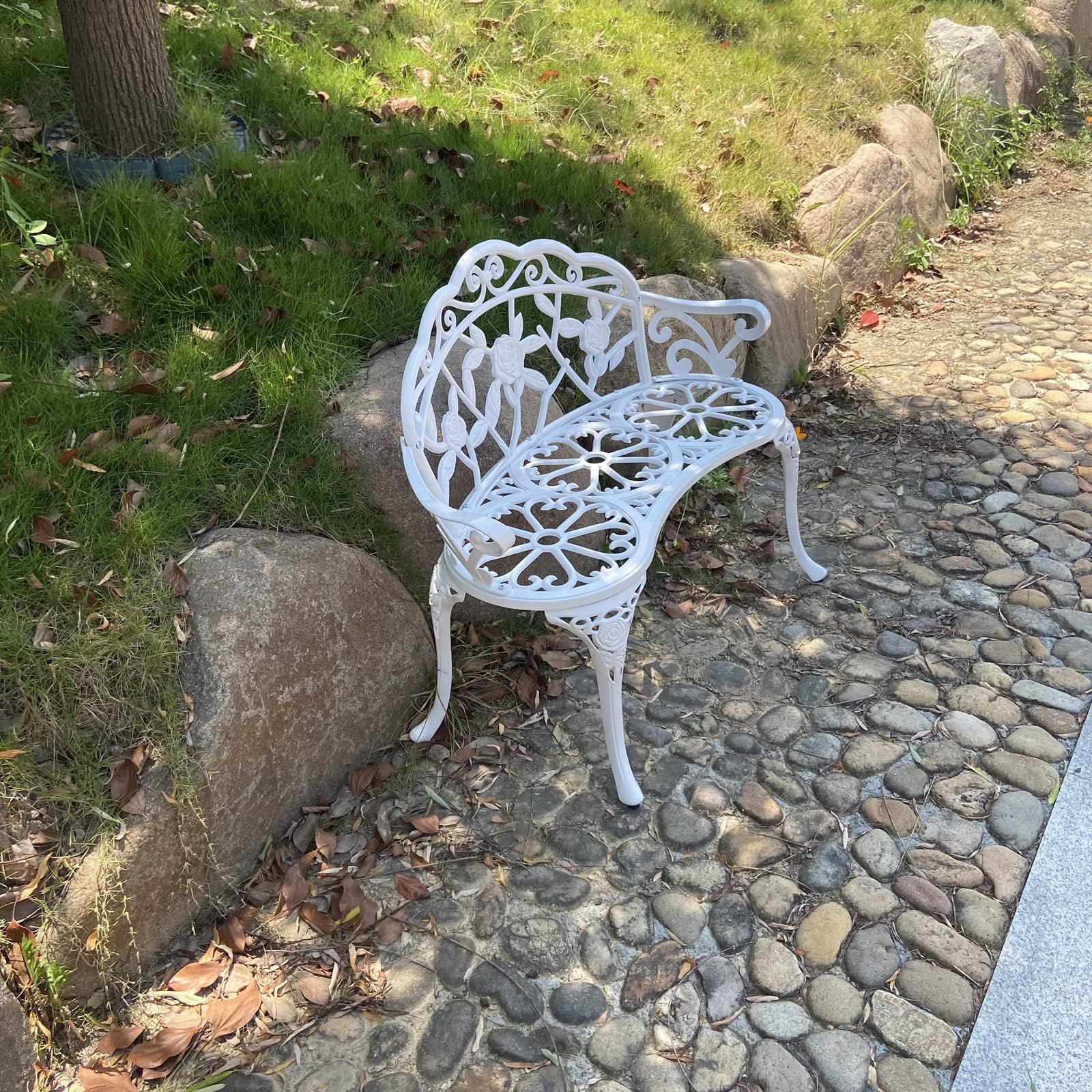 白 TangXiaoQiガーデンベンチ