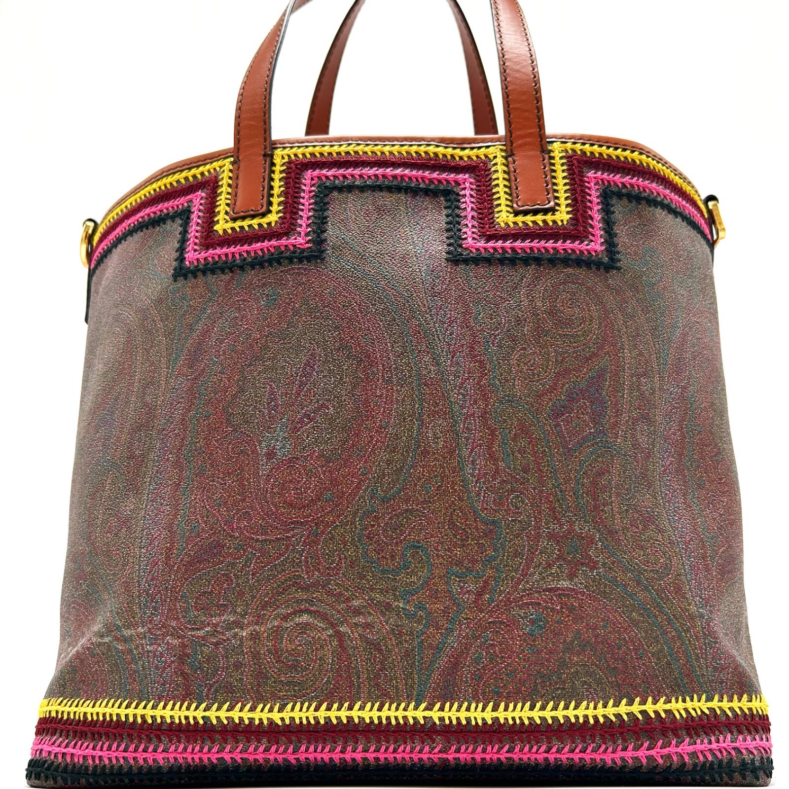 ◎ 希少品 美品 ETRO エトロ トートバッグ ステッチ PVC ペイズリー 