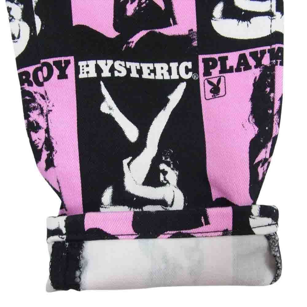 HYSTERIC GLAMOUR ヒステリックグラマー 1134AP01 × PLAYBOY プレイボーイ ロゴ 総柄 スキニー パンツ ピンク系 M【中古】