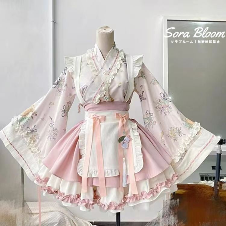 配送商品は通常配送無料。 ♥ Lolita 草本植物 中華風 大袖 メイド服 ロリータ ワンピース 撮影会xz