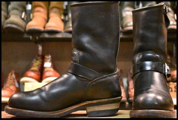 7D PT83 92年05月刻印 レッドウィング 2268 エンジニア ブラッククローム 黒 プルオン スチールトゥ ブーツ redwing HOPESMORE FE048