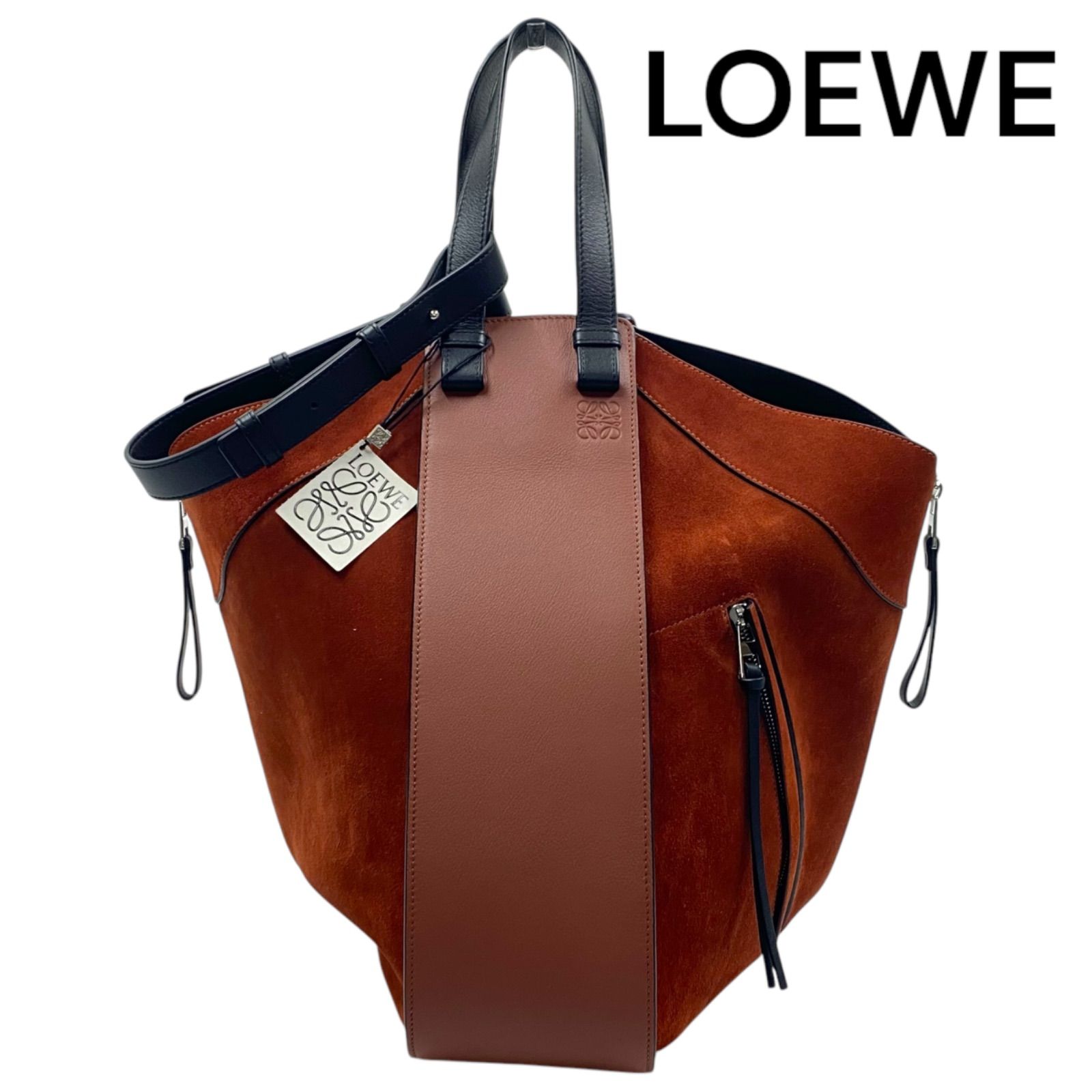 ○未使用 LOEWE ロエベ ハンモック トートバッグ カーフ&スエード ユニ 