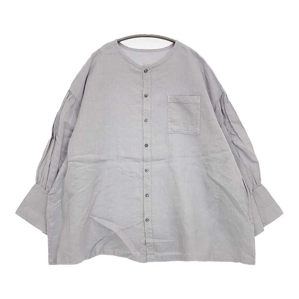 nest Robe リネン天然染めラップカフスシャツ 定価27500円 01241-1484 ブラウス シャツ 24SS ラベンダー レディース ネストローブ 5-0902M♪