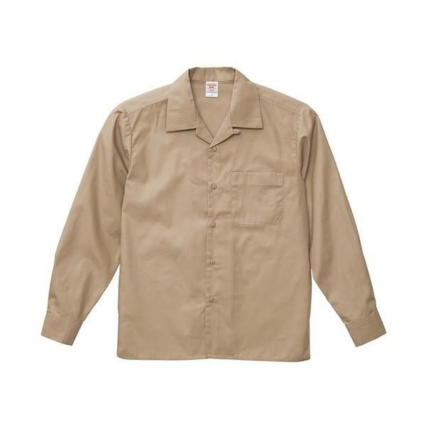 T/C ノンアイロン オープンカラー 長袖 シャツ XXL モカベージュ 綿混 ツイル裏使い ミリタリーシャツ ミリタリーウェア 軍モノ