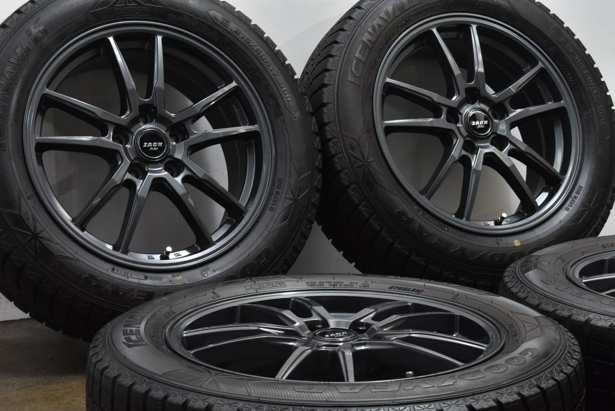 【美品 バリ溝】ZACK 17in 7J +48 PCD114.3 グッドイヤー アイスナビ6 215/60R17 レクサスUX C-HR カローラクロス エルグランド CX-30