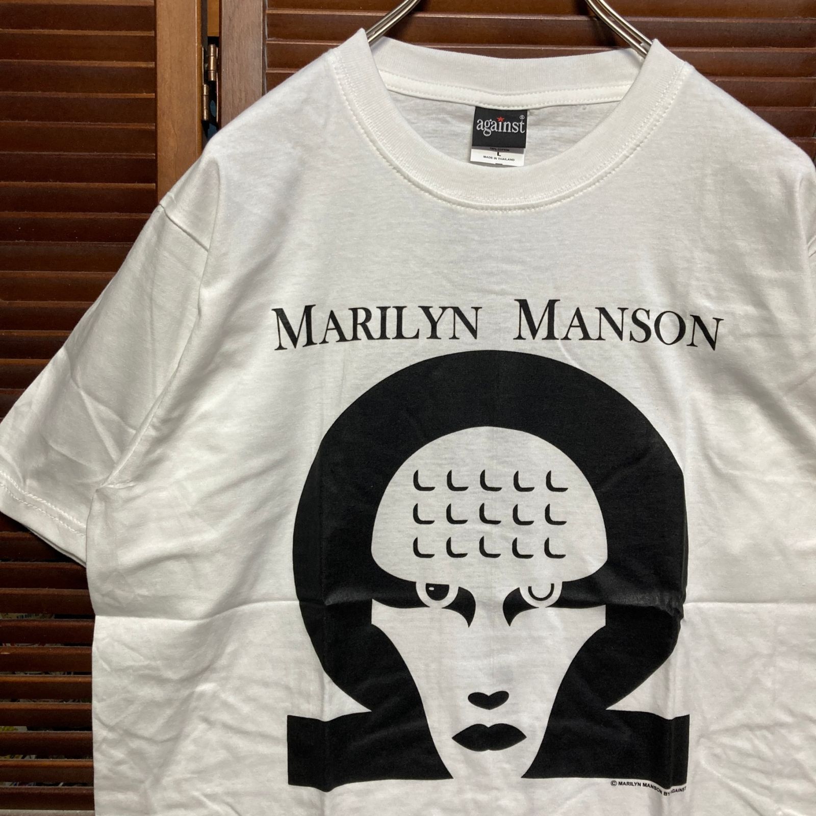 マリリンマンソン MARILYN MANSON サンダー 稲妻 白 バンド Tシャツ