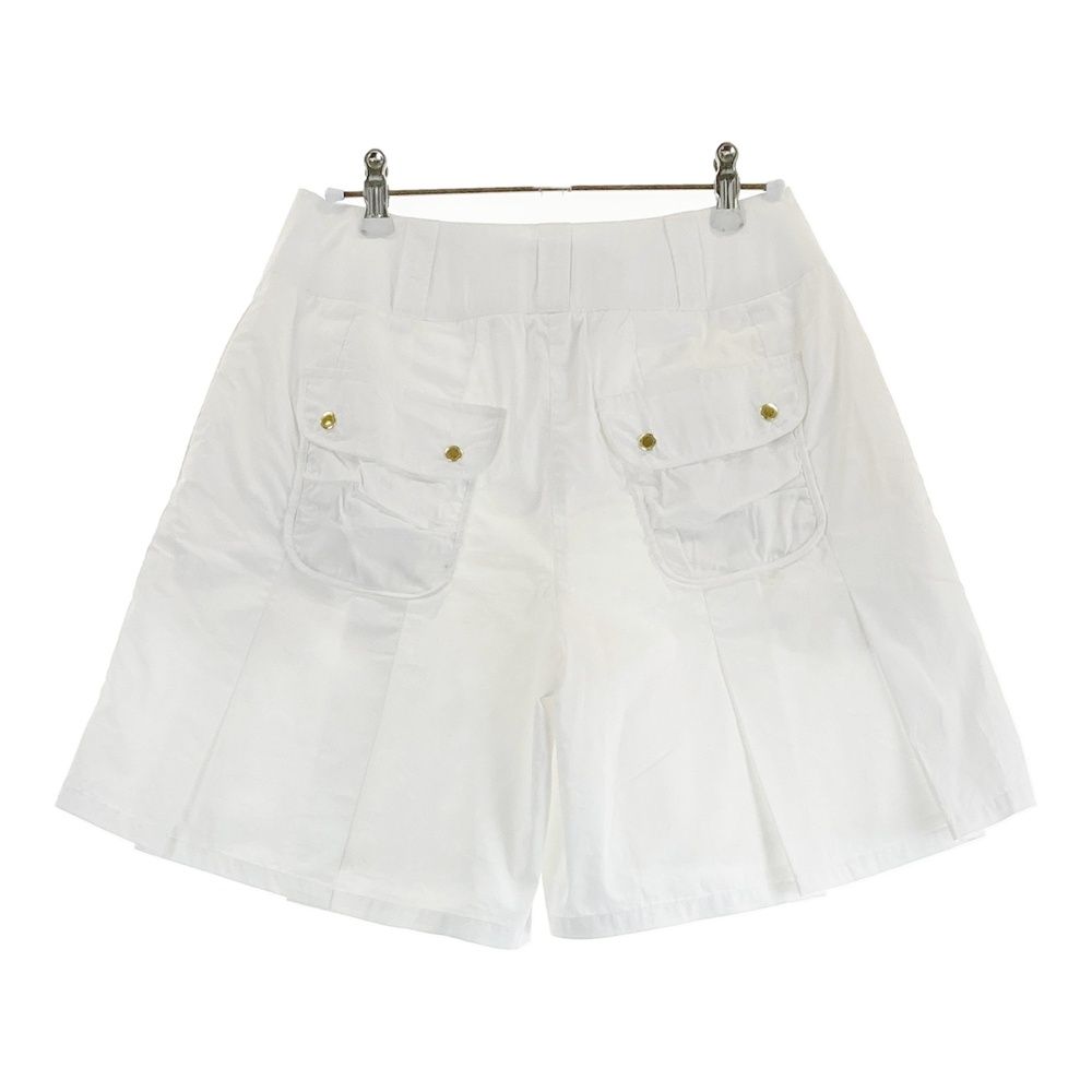 サイズ M MARK LONA マークアンドロナ ショートパンツ プリーツ切替 ベル地 ホワイト系 ゴルフウェア レディース ストスト