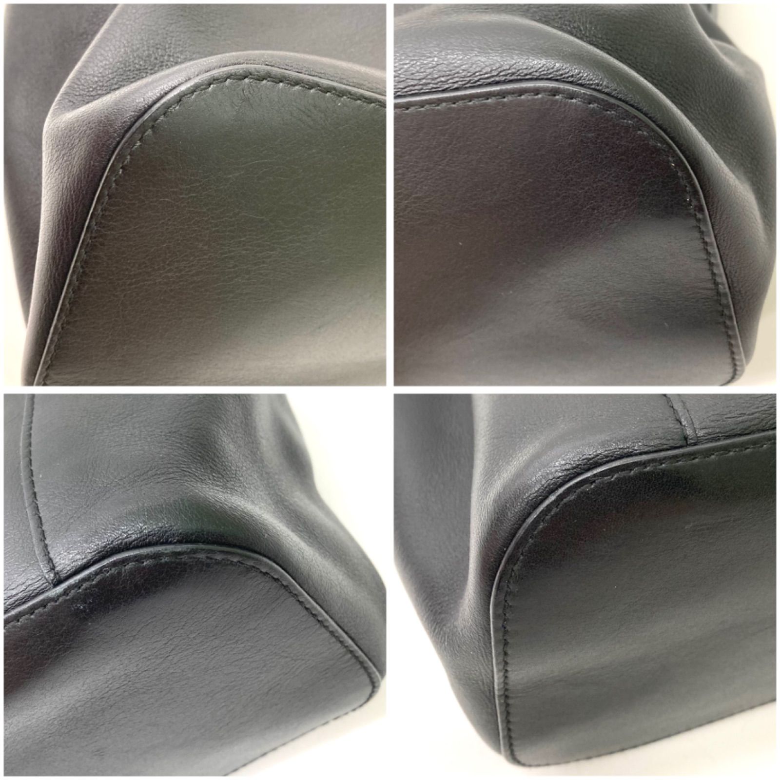 GUCCI】グッチ 巾着 ハンドバッグレディース 黒 ブラック レザー 保存