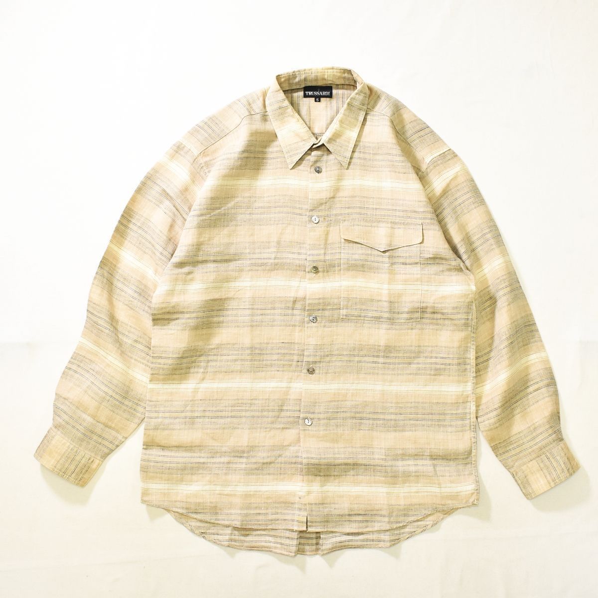90sヴィンテージ TRUSSARDI トラサルディ 総柄 デザイン リネン