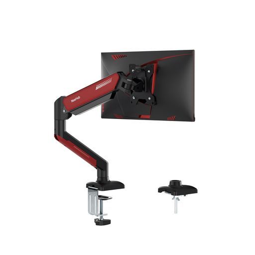 NearHubモニターアームシングルpc13~32インチ対応耐荷重9kgVESA規格75x75mm|100x100mm1画面縦|横表示多角度調節ガススプリング式安定性クランプ式|グロメット式ケーブル収納広い可動域高い位置