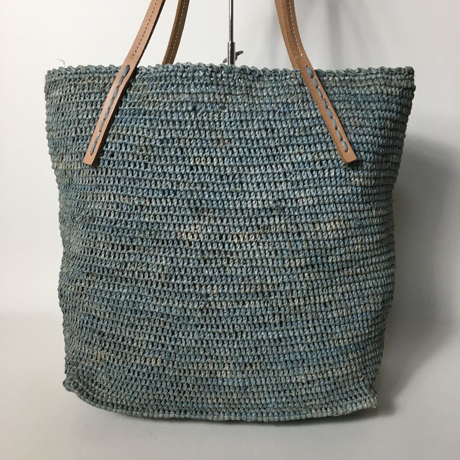 2507-154｜美品｜サンアルシデ トートバッグ ラフィア レザー ブルー系 2507-154｜美品｜サンアルシデ トートバッグ ラフィア レザー